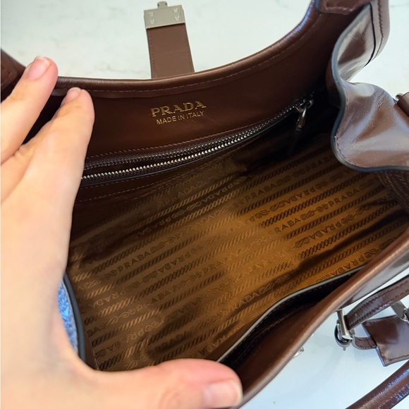 Prada Medium Leather Tote- Brown - Picture 4 of 7